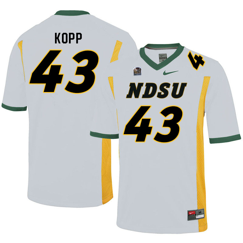 Men #43 Logan Kopp North Dakota State Bison College Football Jerseys Sale-White